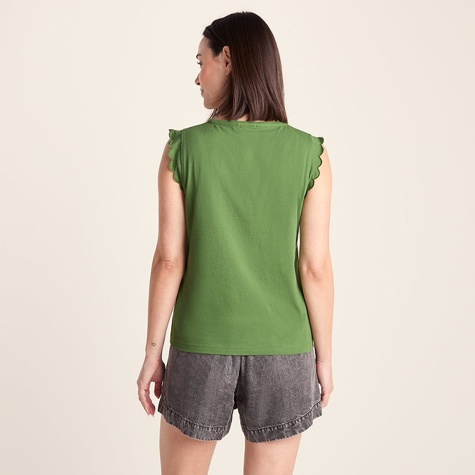 Katie Womens 100% Cotton Supersoft Vest - Dark Matcha