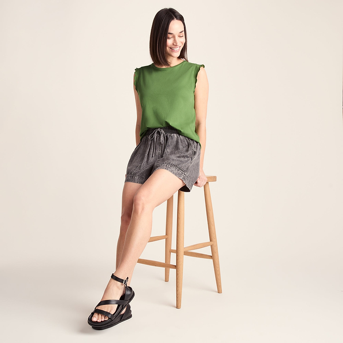 Katie Womens 100% Cotton Supersoft Vest - Dark Matcha
