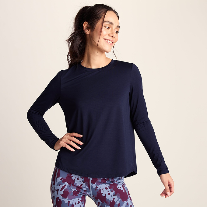 Kehlani Womens Long Sleeve Performance Top - Oxford Blue