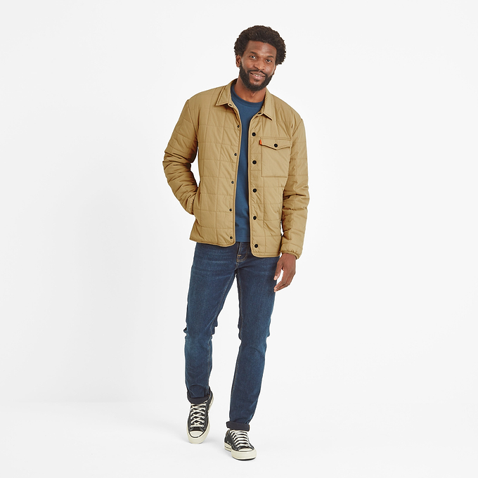 Keiran Mens Padded Shacket - Ochre Brown