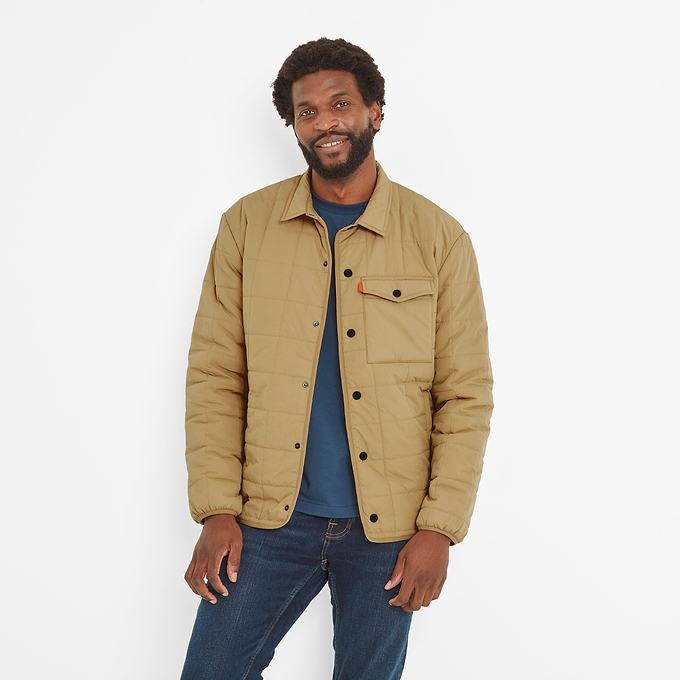 Keiran Mens Padded Shacket - Ochre Brown