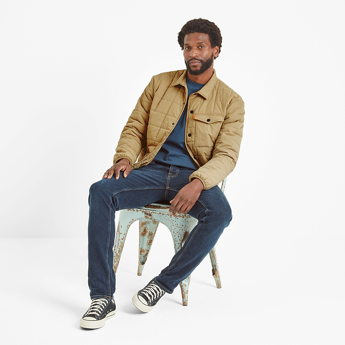 Keiran Mens Padded Shacket - Ochre Brown