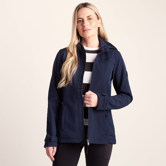 Keld Womens Shower Resistant Hooded Softshell Jacket - Navy