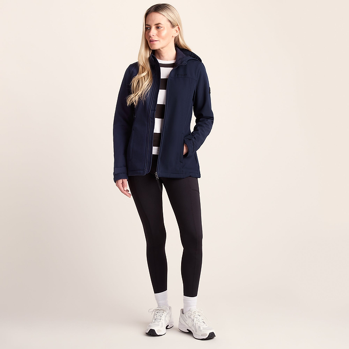 Keld Womens Shower Resistant Hooded Softshell Jacket - Navy