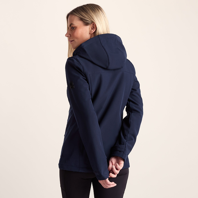 Keld Womens Shower Resistant Hooded Softshell Jacket - Navy