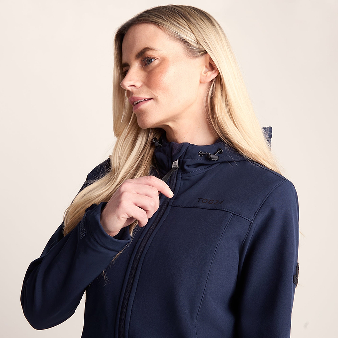 Keld Womens Shower Resistant Hooded Softshell Jacket - Navy