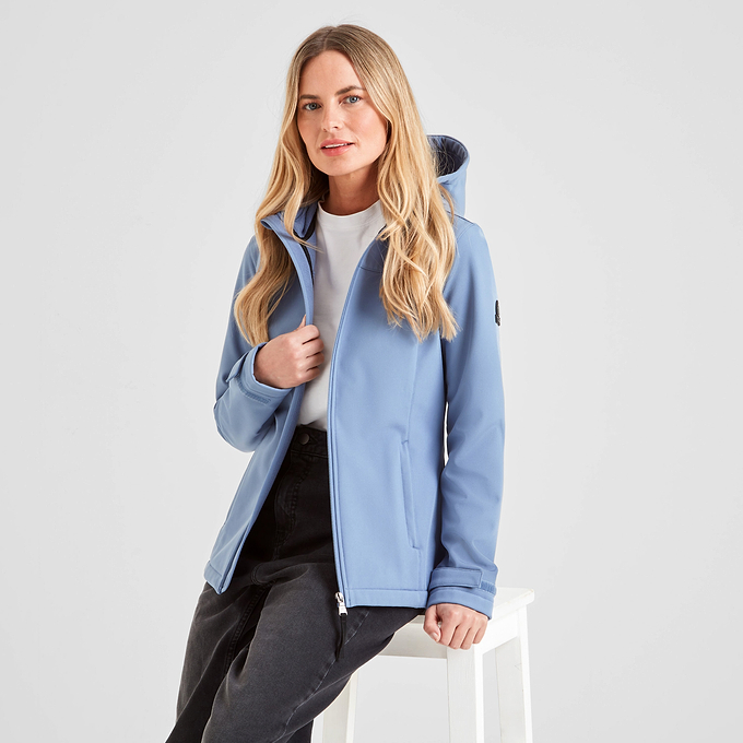 Keld Womens Softshell Hooded Jacket - Misty Blue