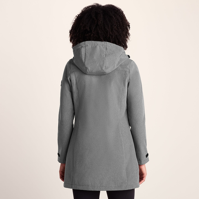 Keld Womens Long Shower Resistant Hooded Softshell Jacket - Dark Grey