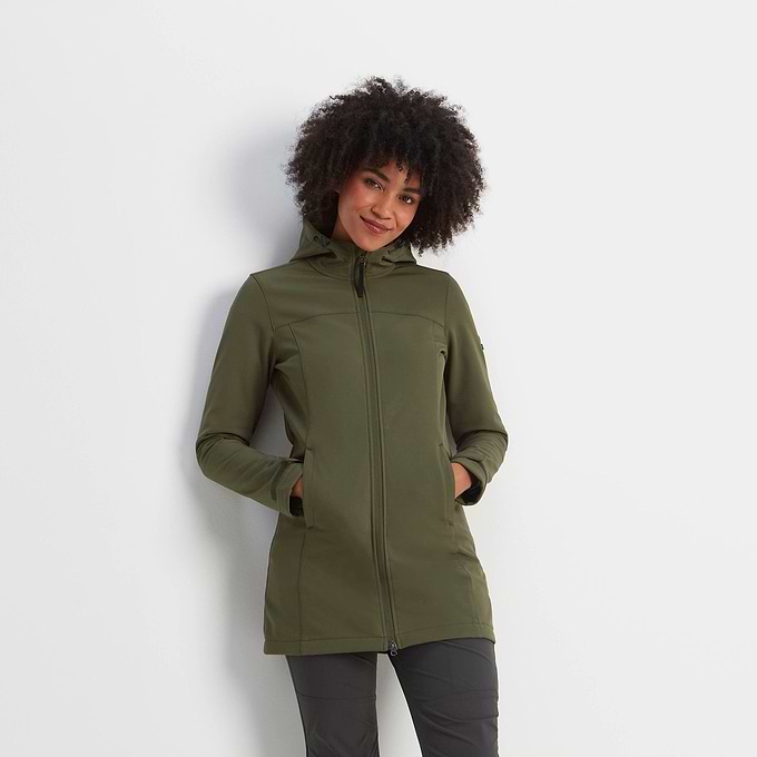 Keld Womens Softshell Long Jacket - Khaki