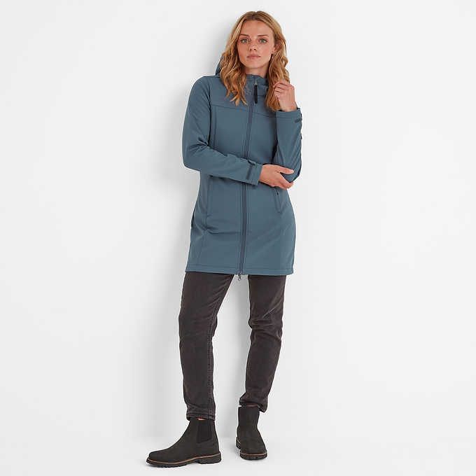 Keld Womens Softshell Long Jacket - Blue Stone