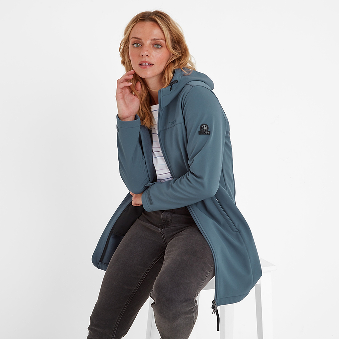 Keld Womens Softshell Long Jacket - Blue Stone