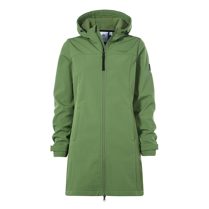 Keld Womens Long Shower Resistant Hooded Softshell Jacket - Dark Matcha