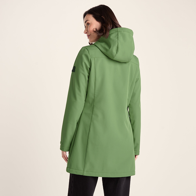 Keld Womens Long Shower Resistant Hooded Softshell Jacket - Dark Matcha