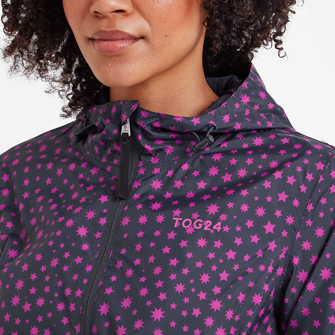 Kilnsey Womens Waterproof Jacket - Magenta Pink Star Print