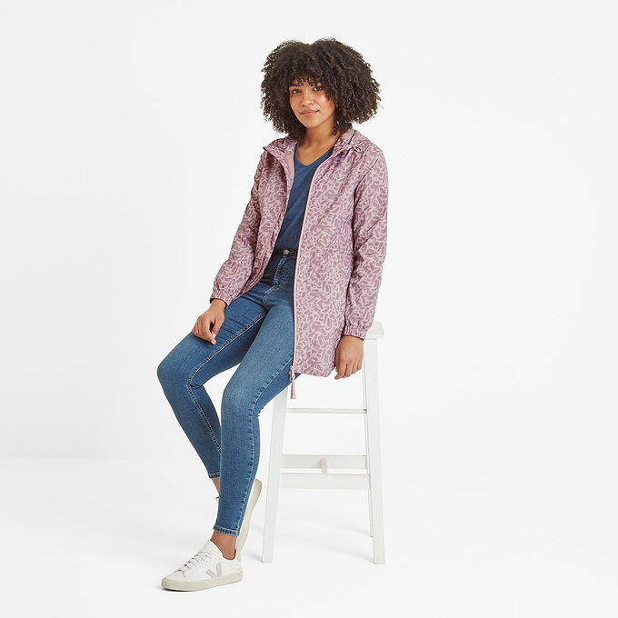 Kilnsey Womens Waterproof  Jacket - Dusky Rose Brushstroke Print