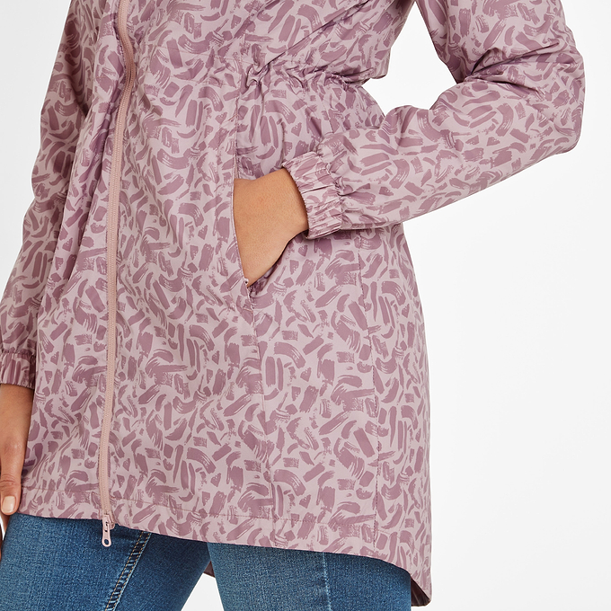 Kilnsey Womens Waterproof  Jacket - Dusky Rose Brushstroke Print