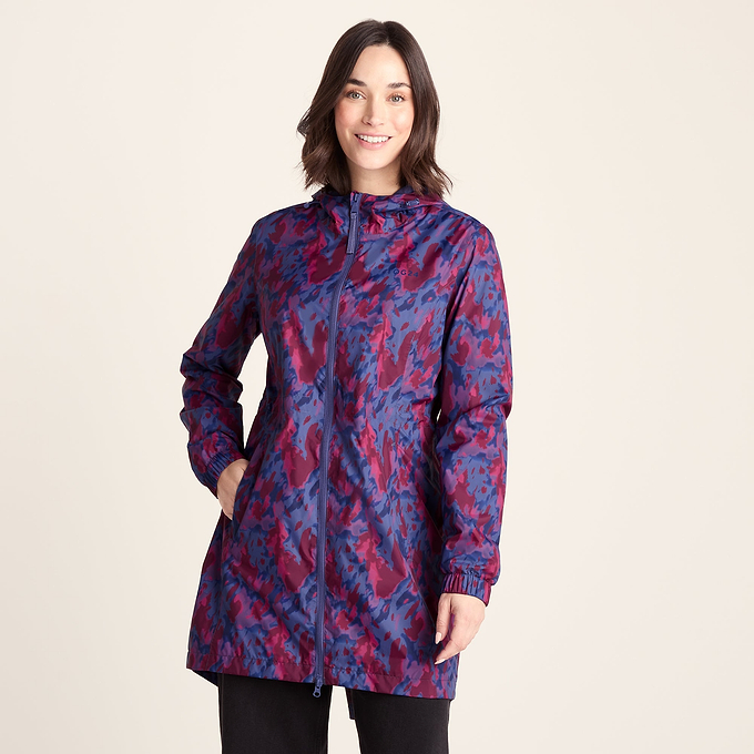 Kilnsey Womens Waterproof Jacket - Oxford Blue Abstract Print