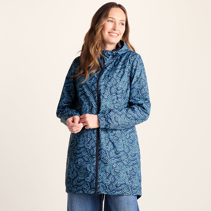 Kilnsey Womens Waterproof Jacket - Smokey Blue Wave Print