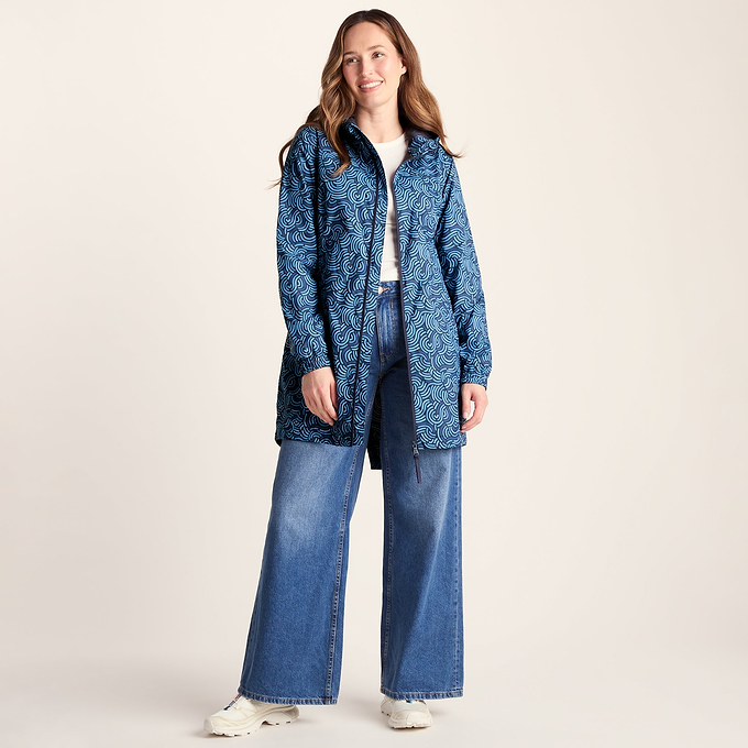 Kilnsey Womens Waterproof Jacket - Smokey Blue Wave Print