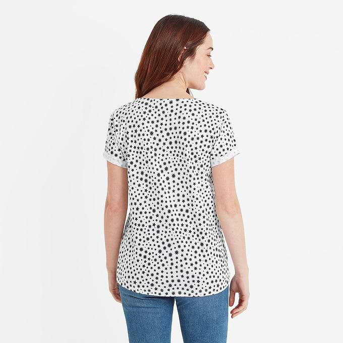 Kinver Womens Button Up Top - Dark Indigo Star Print