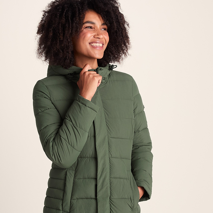 Kirkham Womens Padded Long Jacket - Dark Green
