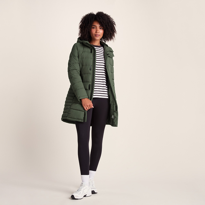 Kirkham Womens Padded Long Jacket - Dark Green