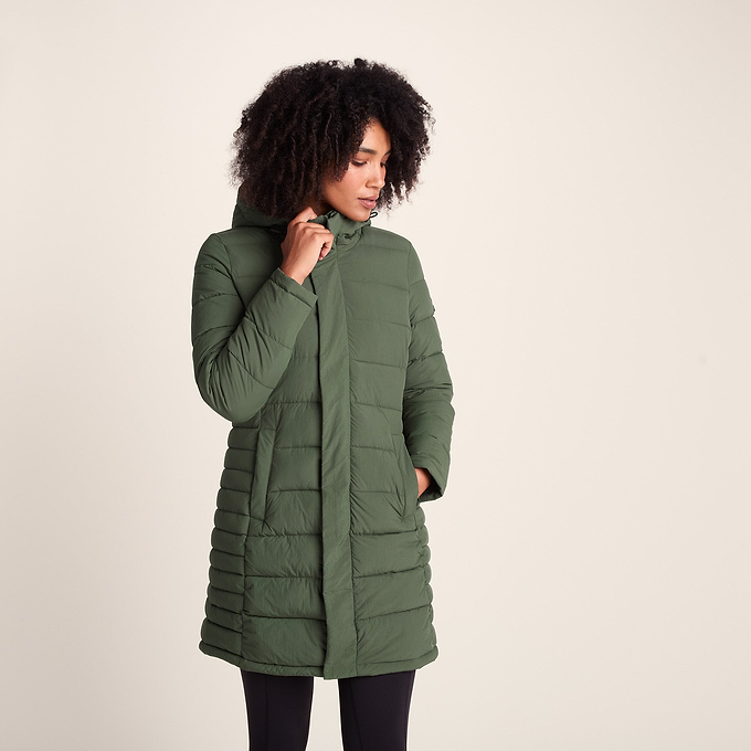 Kirkham Womens Padded Long Jacket - Dark Green
