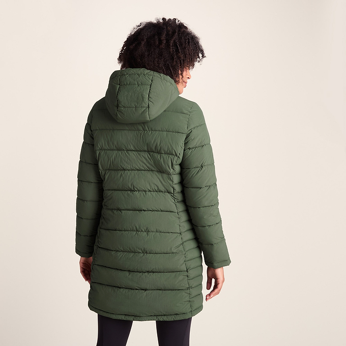Kirkham Womens Padded Long Jacket - Dark Green
