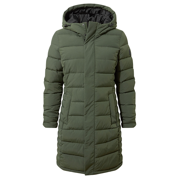 Kirkham Womens Padded Long Parka - Dark Green
