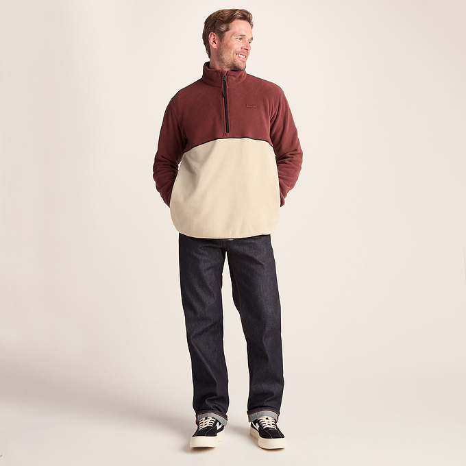 Kirton Mens Fleece Zip Neck - Port/Hazelnut