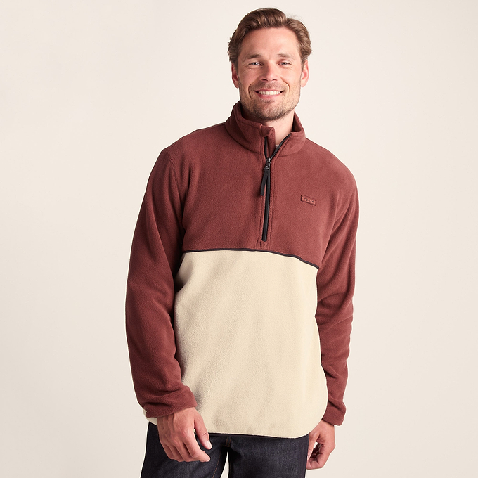 Kirton Mens Fleece Zip Neck - Port/Hazelnut