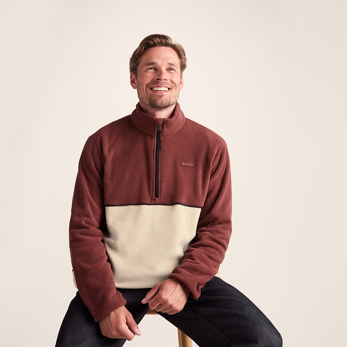 Kirton Mens Fleece Zip Neck - Port/Hazelnut