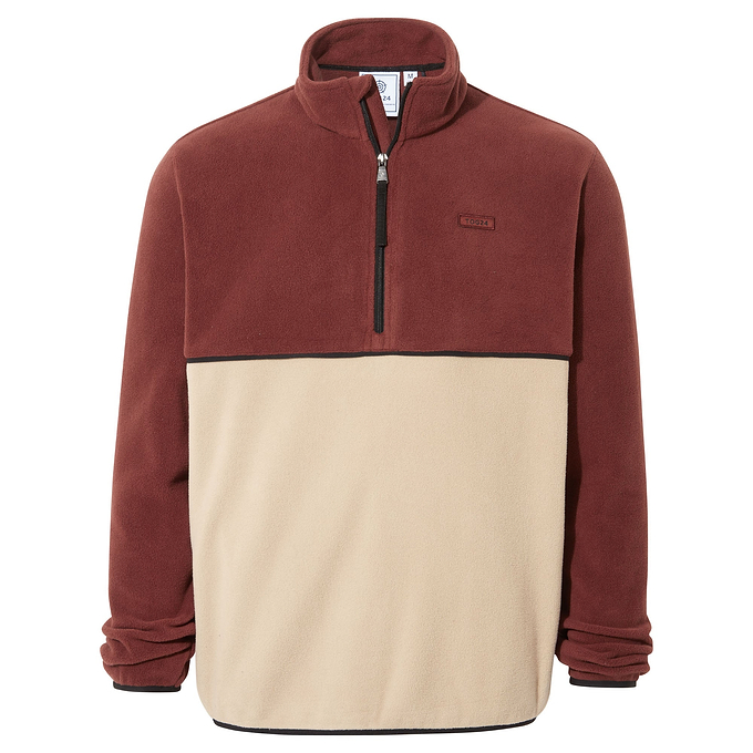 Kirton Mens Fleece Zip Neck - Port/Hazelnut