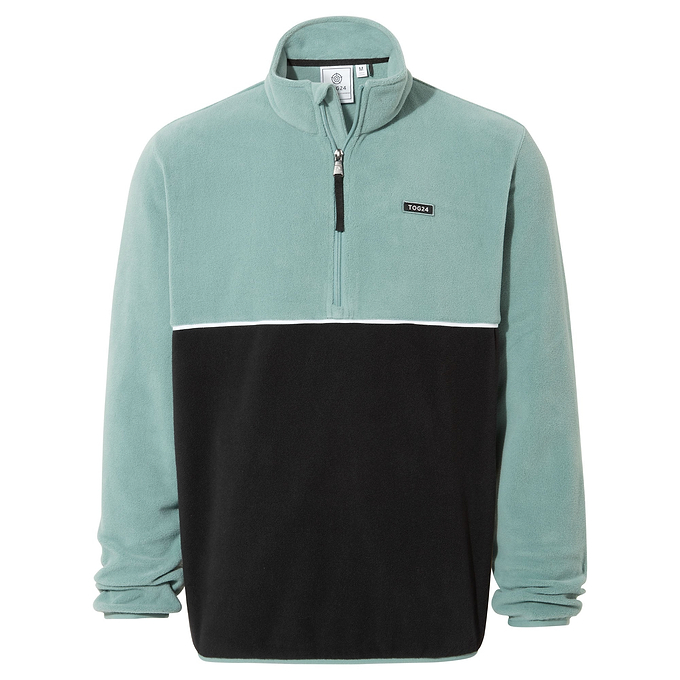 Kirton Mens Fleece Zip Neck - Steel Teal/Black