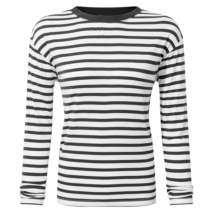Kitty Womens Long Sleeve T-Shirt - Washed Black Stripe