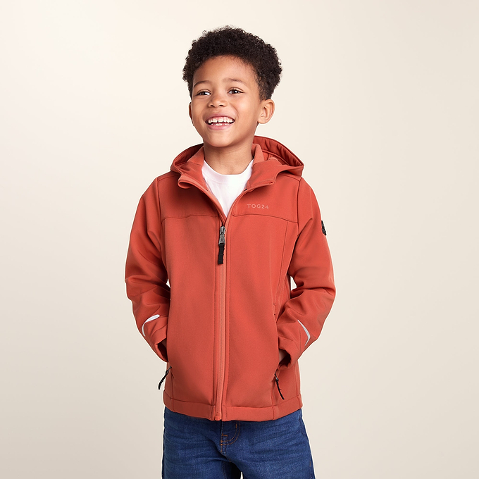 Koroma Kids Softshell Hooded Jacket - Canyon Orange