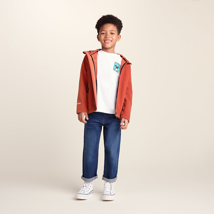 Koroma Kids Softshell Hooded Jacket - Canyon Orange