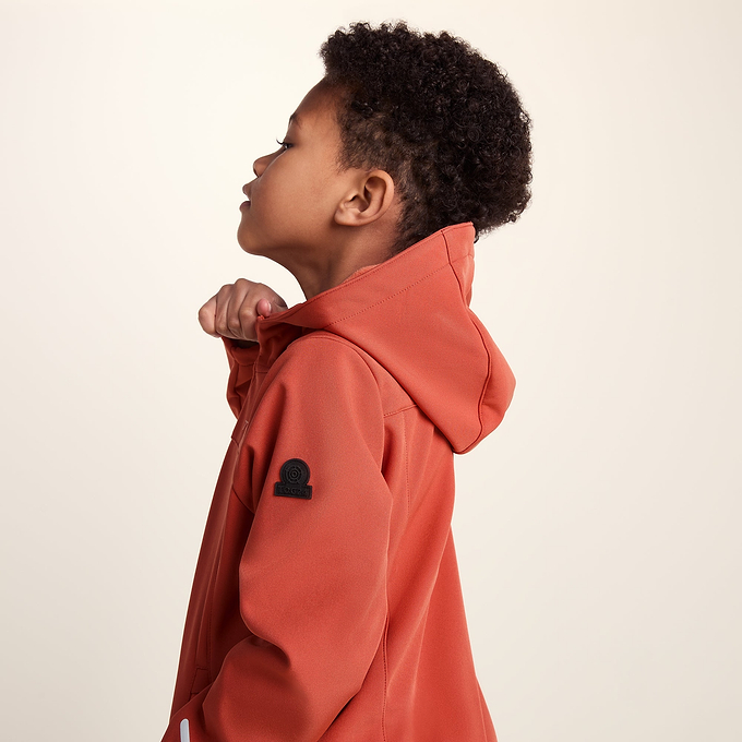 Koroma Kids Softshell Hooded Jacket - Canyon Orange