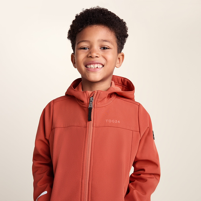 Koroma Kids Softshell Hooded Jacket - Canyon Orange