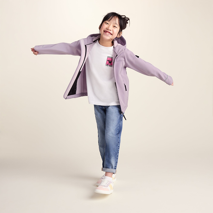 Koroma Kids Softshell Hooded Jacket - Lavender Grey
