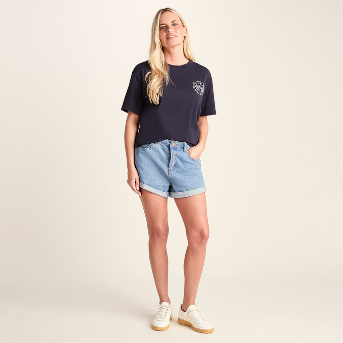 Lakeside Womens 100% Cotton Supersoft Relaxed Fit T-Shirt - Dark Indigo