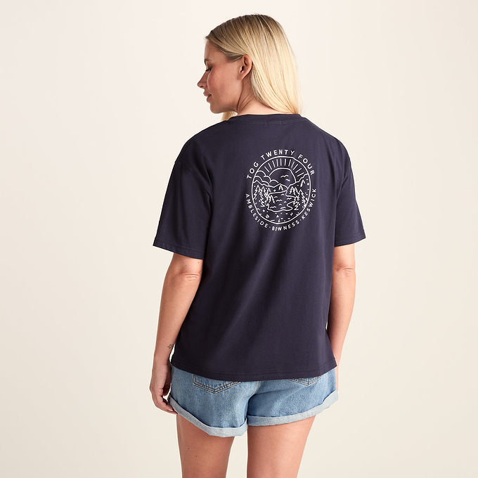 Lakeside Womens 100% Cotton Supersoft Relaxed Fit T-Shirt - Dark Indigo