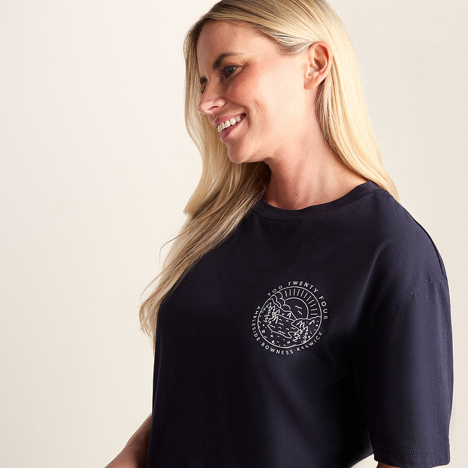 Lakeside Womens 100% Cotton Supersoft Relaxed Fit T-Shirt - Dark Indigo