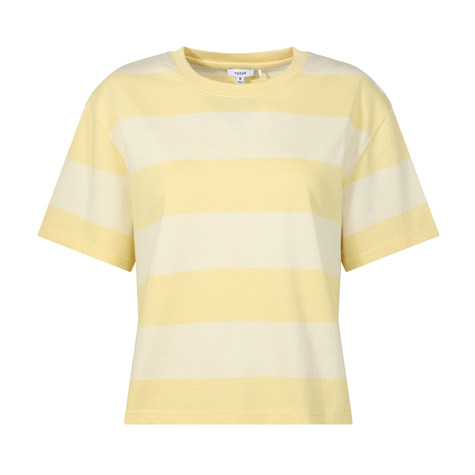 Lani Womens 100% Cotton Supersoft Boxy Fit T-Shirt - Butter Yellow Stripe