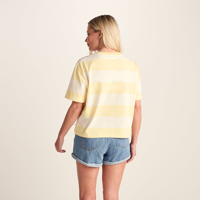 Lani Womens 100% Cotton Supersoft Boxy Fit T-Shirt - Butter Yellow Stripe