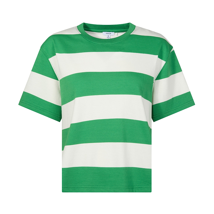 Lani Womens 100% Cotton Supersoft Boxy Fit T-Shirt - Sage Stripe