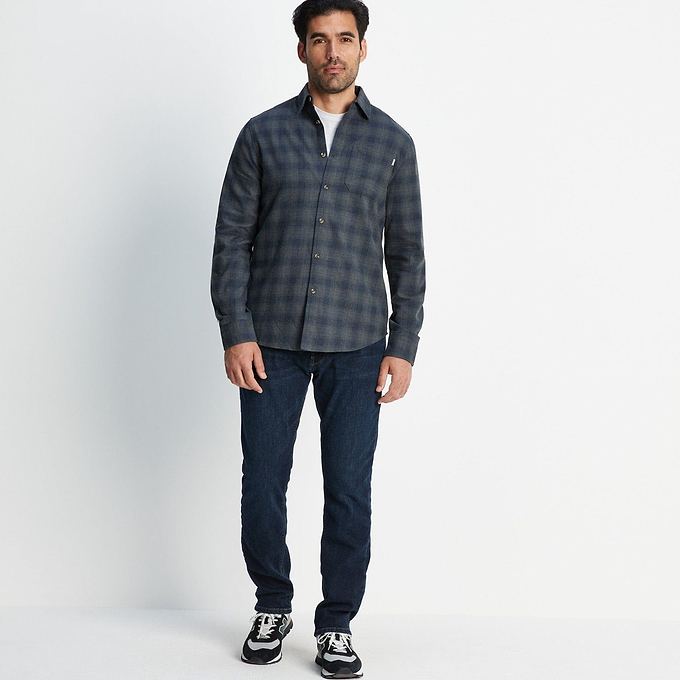 Latham Mens Flannel Long Sleeve Shirt - Dark Indigo Check