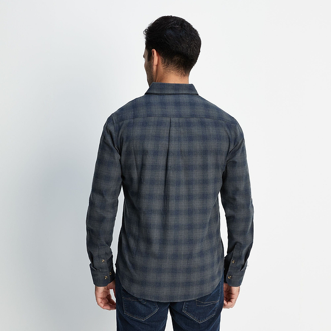 Latham Mens Flannel Long Sleeve Shirt - Dark Indigo Check