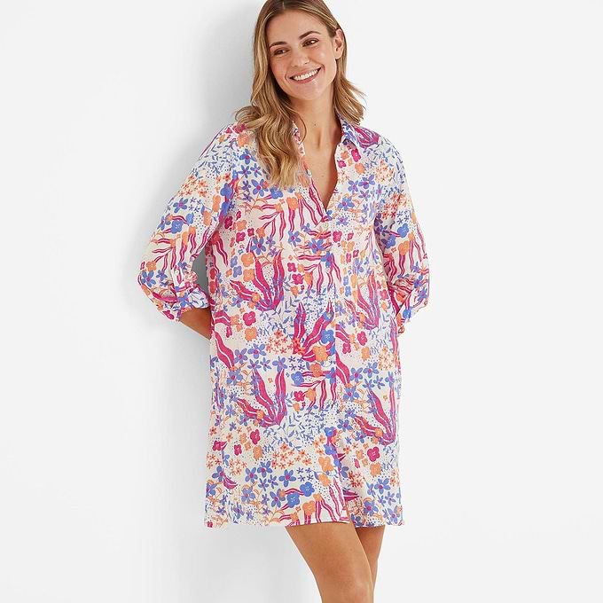 Launder Womens Beach Shirt - Multi Flower Print