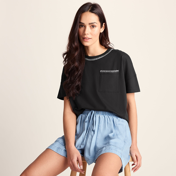 Laurie Womens 100% Cotton Supersoft Boxy Fit T-Shirt - Washed Black